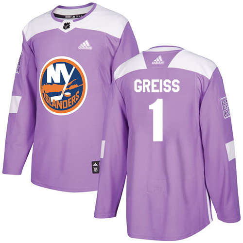 Adidas Islanders #1 Thomas Greiss Purple Authentic Fights Cancer Stitched NHL Jersey