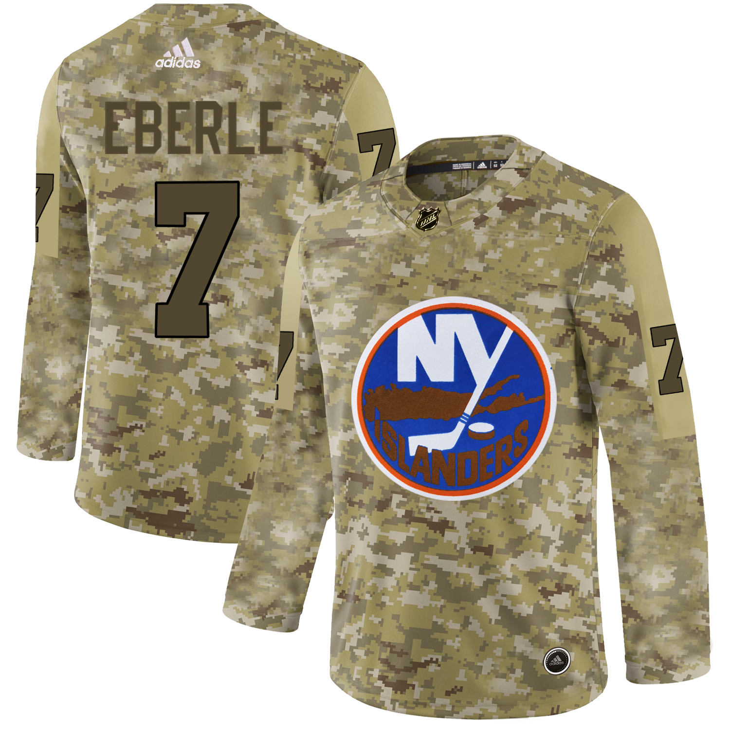 Adidas Islanders #7 Jordan Eberle Camo Authentic Stitched NHL Jersey - Click Image to Close