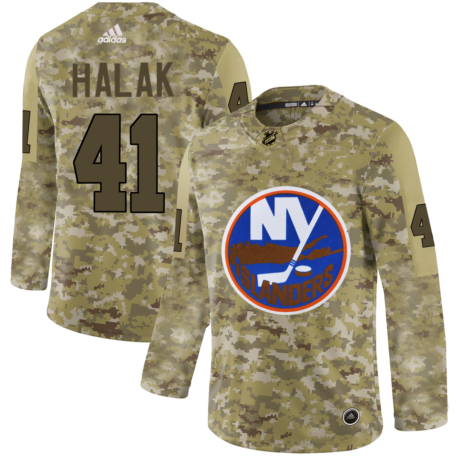 Adidas Islanders #41 Jaroslav Halak Camo Authentic Stitched NHL Jersey