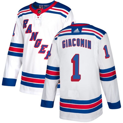 Adidas Rangers #1 Eddie Giacomin White Away Authentic Stitched NHL Jersey