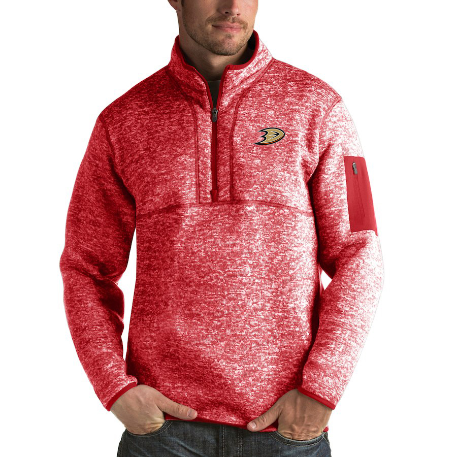 Anaheim Ducks Antigua Fortune Quarter-Zip Pullover Jacket Red