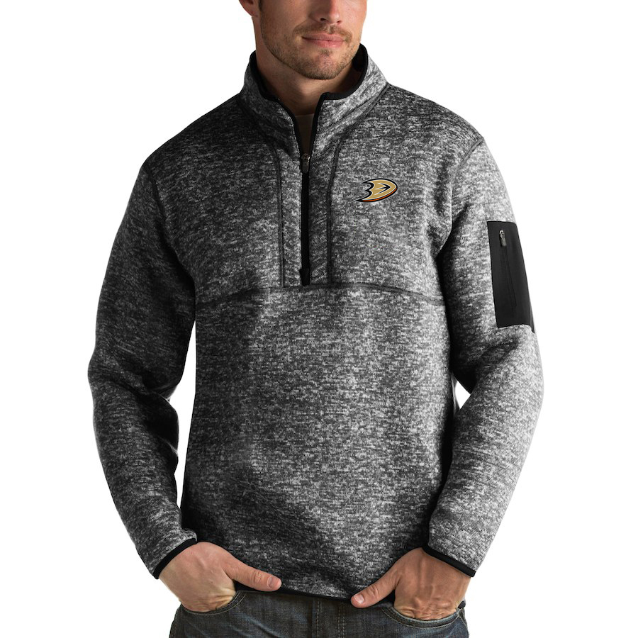 Anaheim Ducks Antigua Fortune Quarter-Zip Pullover Jacket Charcoal