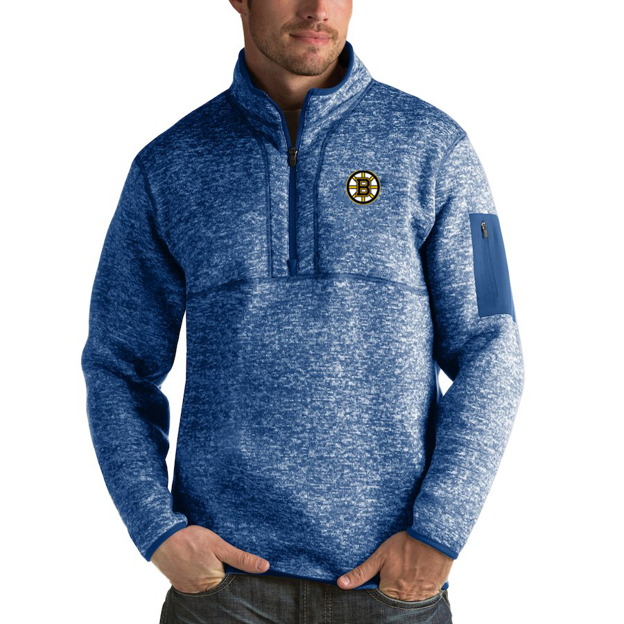 Boston Bruins Antigua Fortune Quarter-Zip Pullover Jacket Blue - Click Image to Close