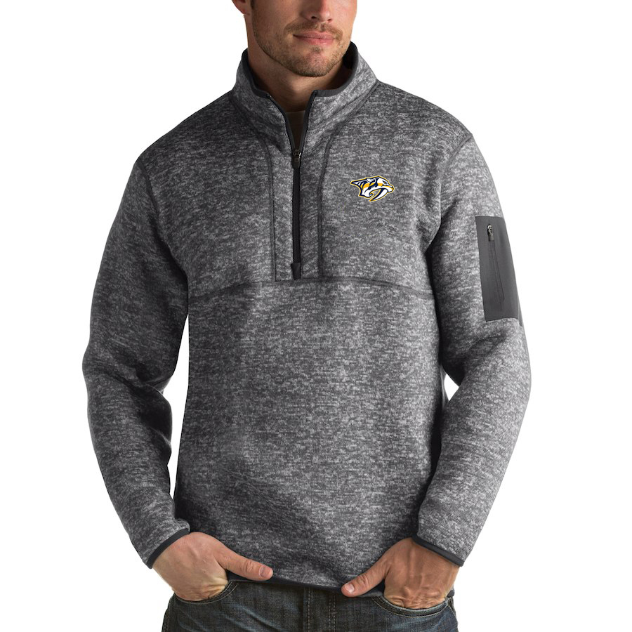 Nashville Predators Antigua Fortune Quarter-Zip Pullover Jacket Black