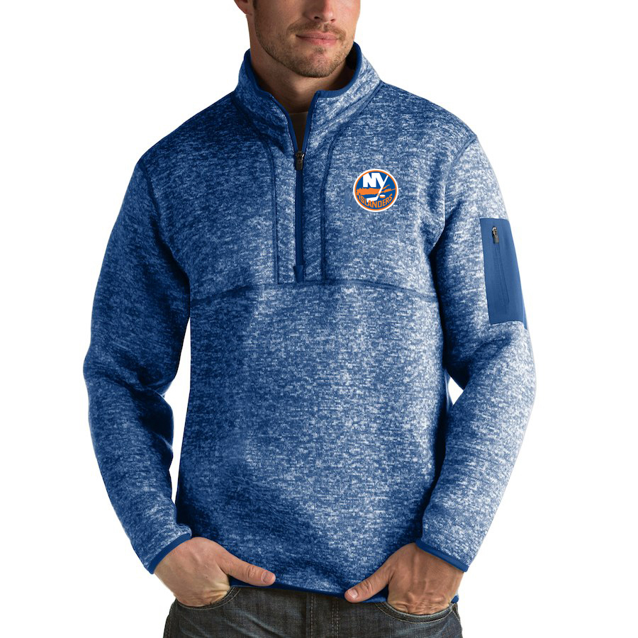 New York Islanders Antigua Fortune Quarter-Zip Pullover Jacket Blue