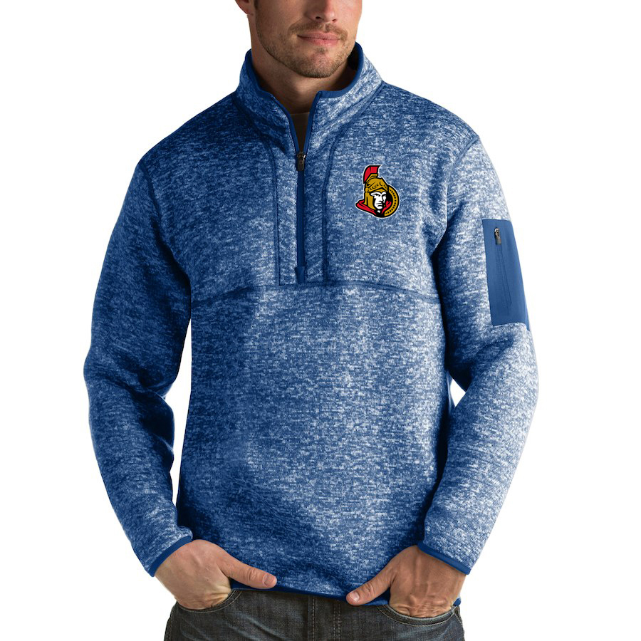 Ottawa Senators Antigua Fortune Quarter-Zip Pullover Jacket Blue