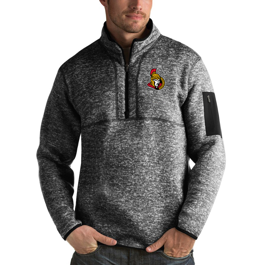 Ottawa Senators Antigua Fortune Quarter-Zip Pullover Jacket Charcoal