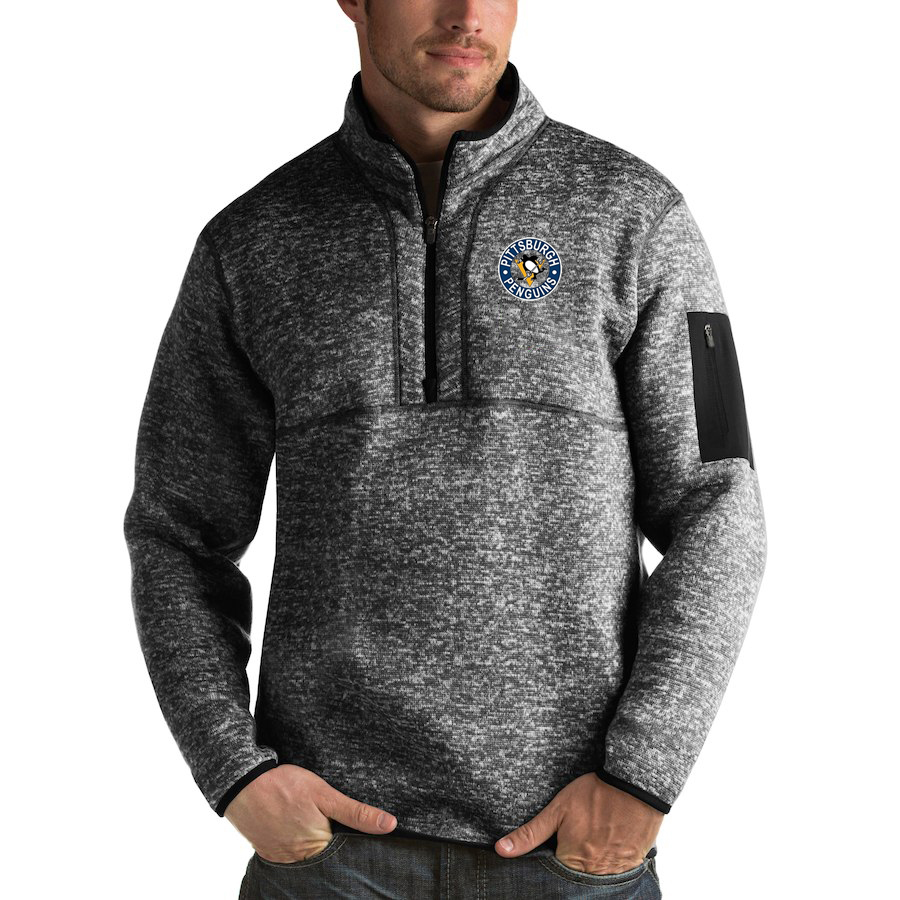 Pittsburgh Penguins Antigua Fortune Quarter-Zip Pullover Jacket Charcoal