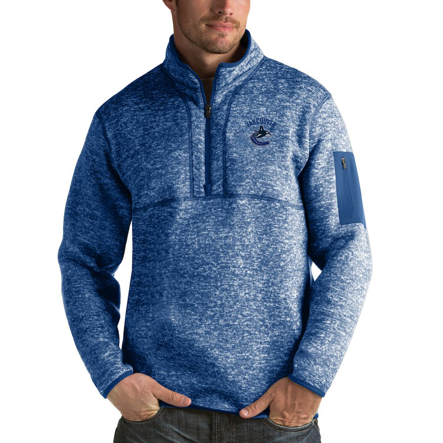 Vancouver Canucks Antigua Fortune Quarter-Zip Pullover Jacket Blue