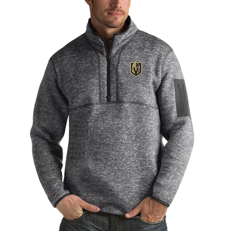 Vegas Golden Knights Antigua Fortune Quarter-Zip Pullover Jacket Black