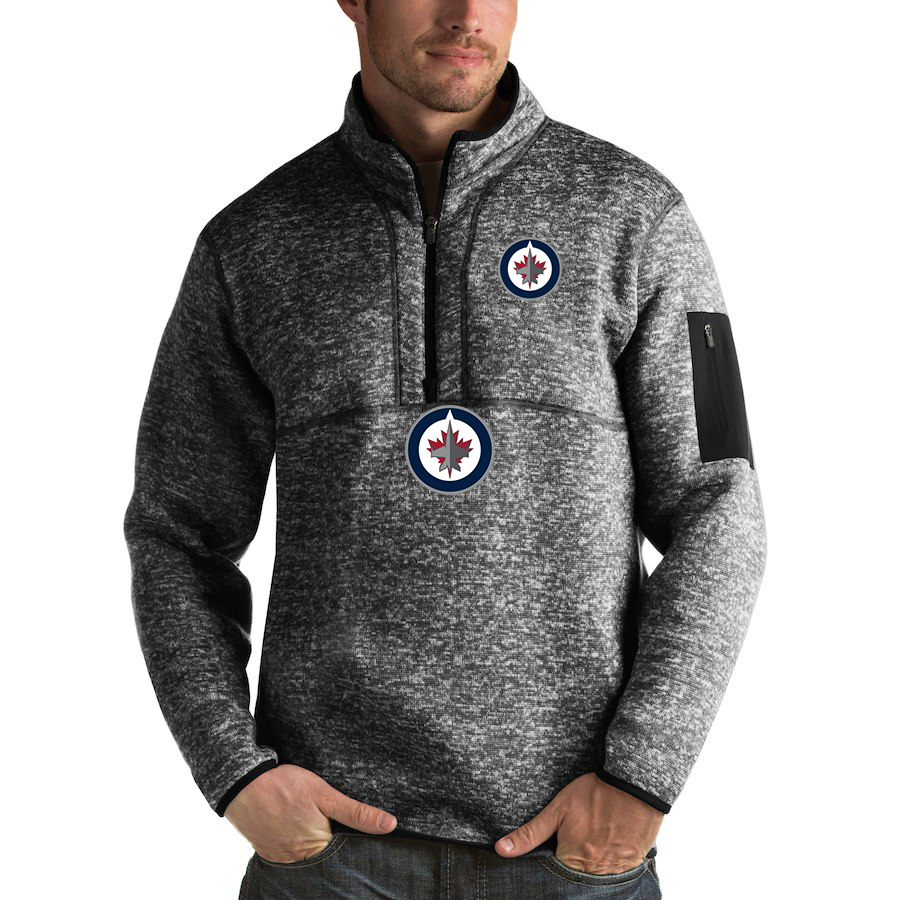 Winnipeg Jets Antigua Fortune Quarter-Zip Pullover Jacket Charcoal