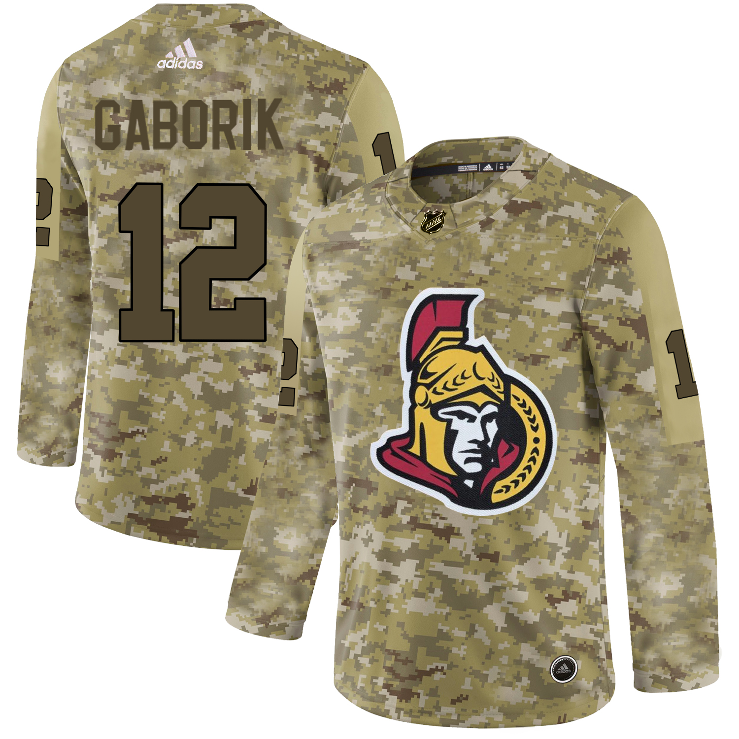 Adidas Senators #12 Marian Gaborik Camo Authentic Stitched NHL Jersey