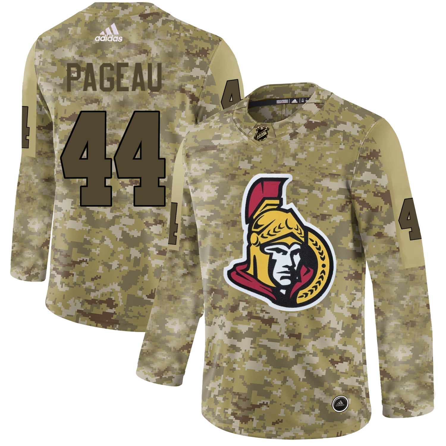 Adidas Senators #44 Jean-Gabriel Pageau Camo Authentic Stitched NHL Jersey - Click Image to Close