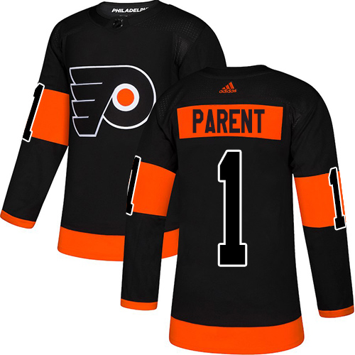 Adidas Flyers #1 Bernie Parent Black Alternate Authentic Stitched NHL Jersey