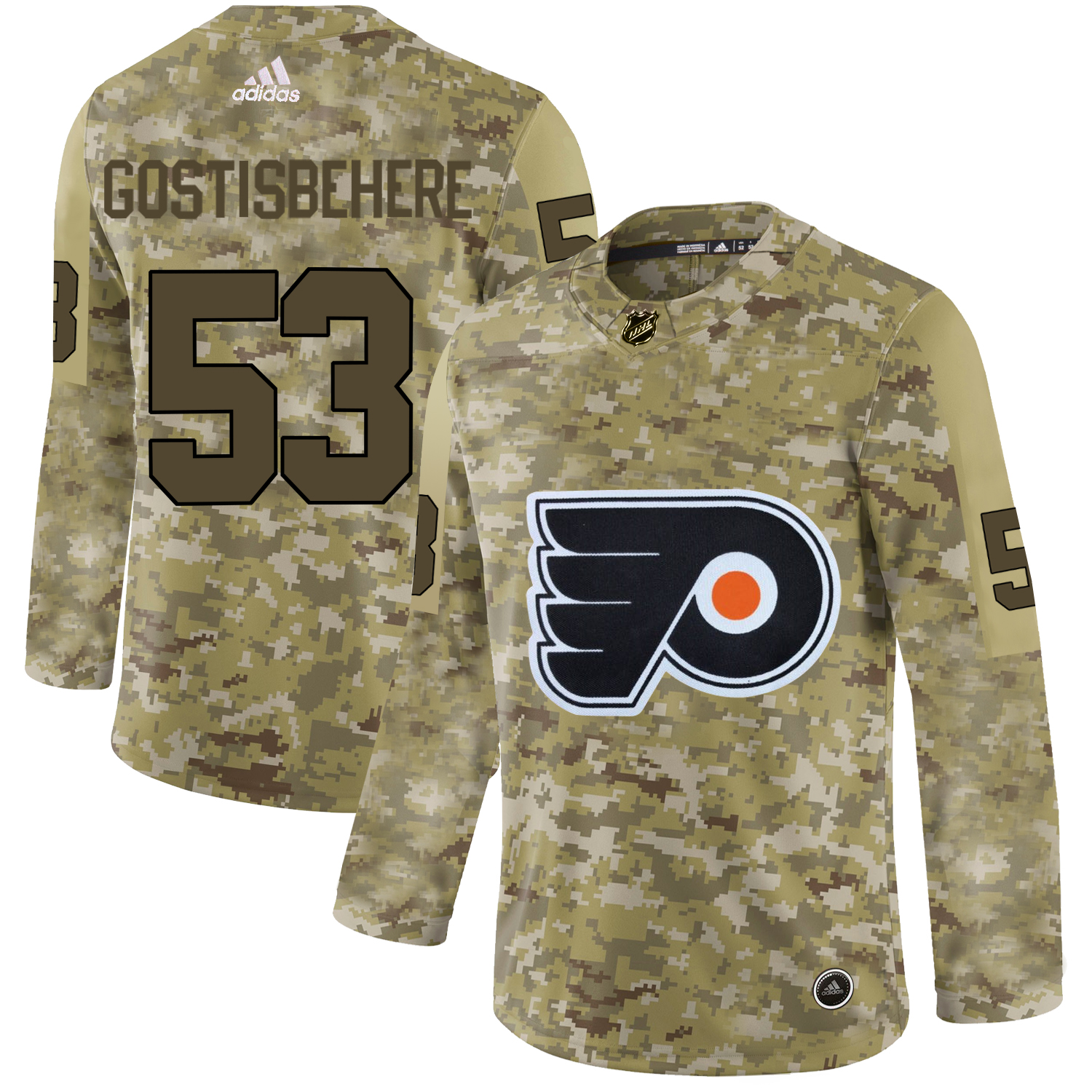 Adidas Flyers #53 Shayne Gostisbehere Camo Authentic Stitched NHL Jersey