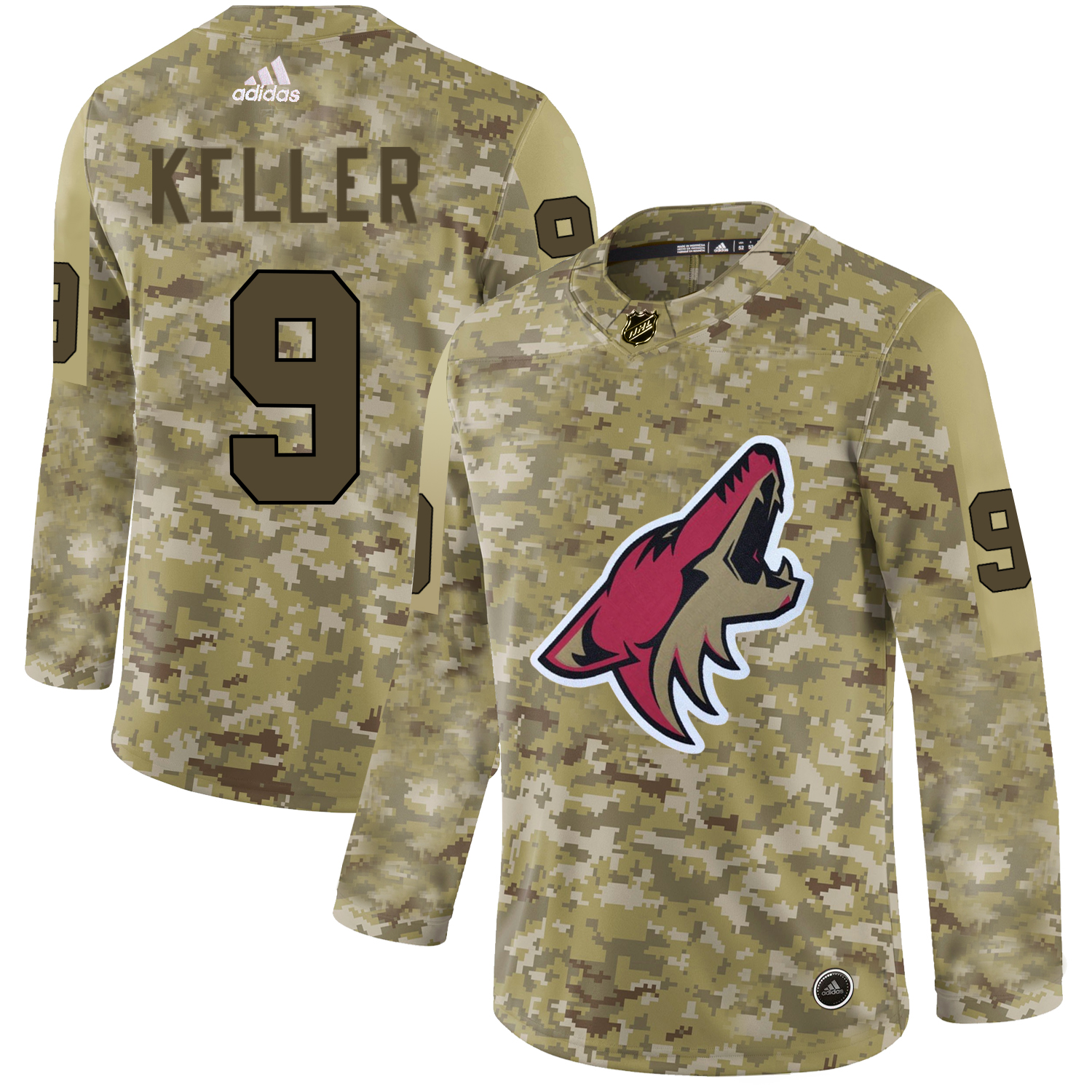 Adidas Coyotes #9 Clayton Keller Camo Authentic Stitched NHL Jersey