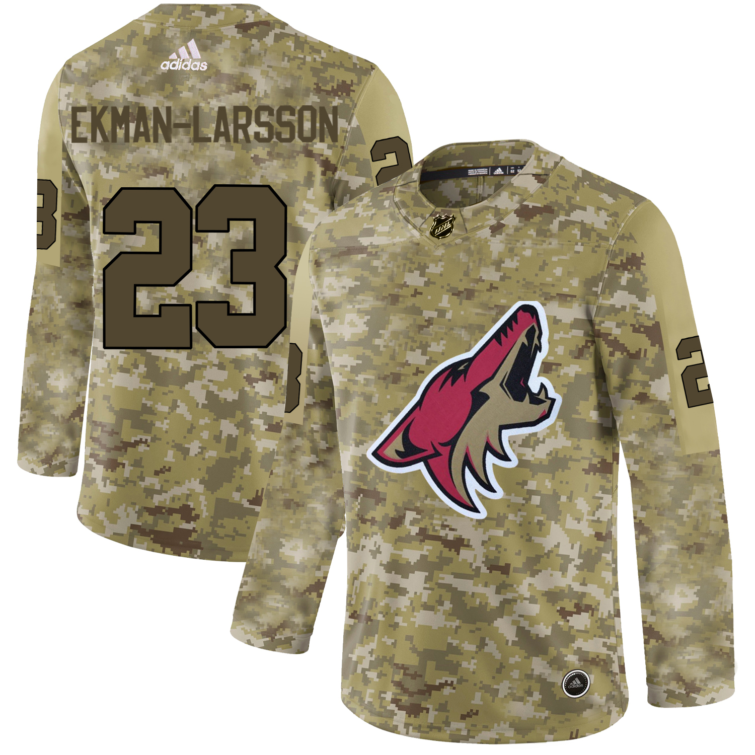 Adidas Coyotes #23 Oliver Ekman-Larsson Camo Authentic Stitched NHL Jersey