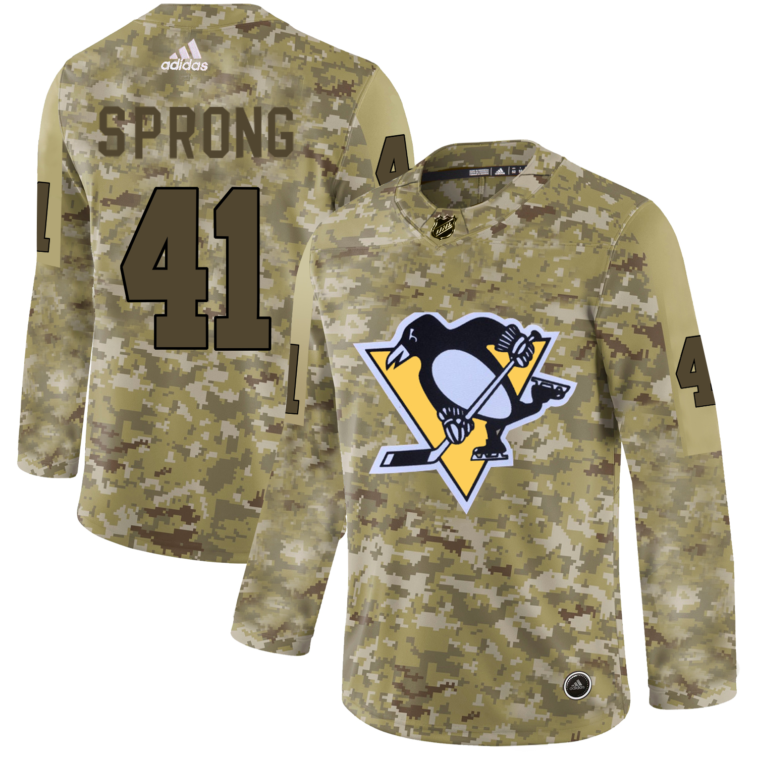 Adidas Penguins #41 Daniel Sprong Camo Authentic Stitched NHL Jersey - Click Image to Close