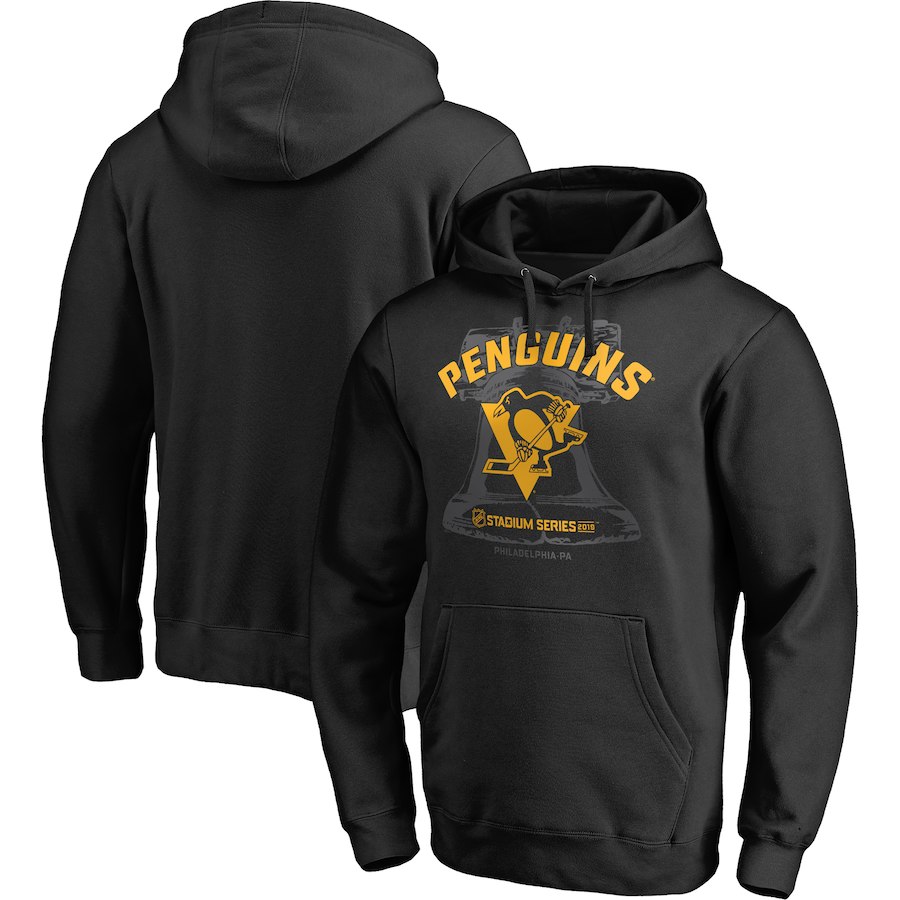 Men's Pittsburgh Penguins Black 2019 Stadium Series Wordmark Blue Line Pullover Hoodie