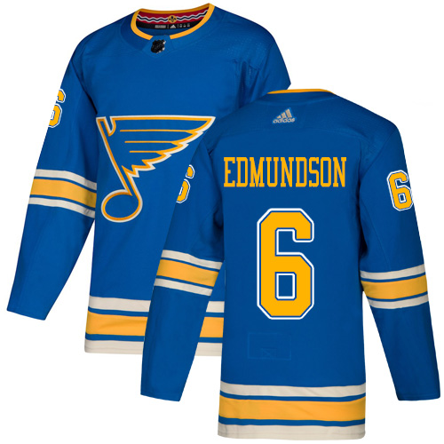 Adidas Blues #6 Joel Edmundson Light Blue Alternate Authentic Stitched NHL Jersey - Click Image to Close