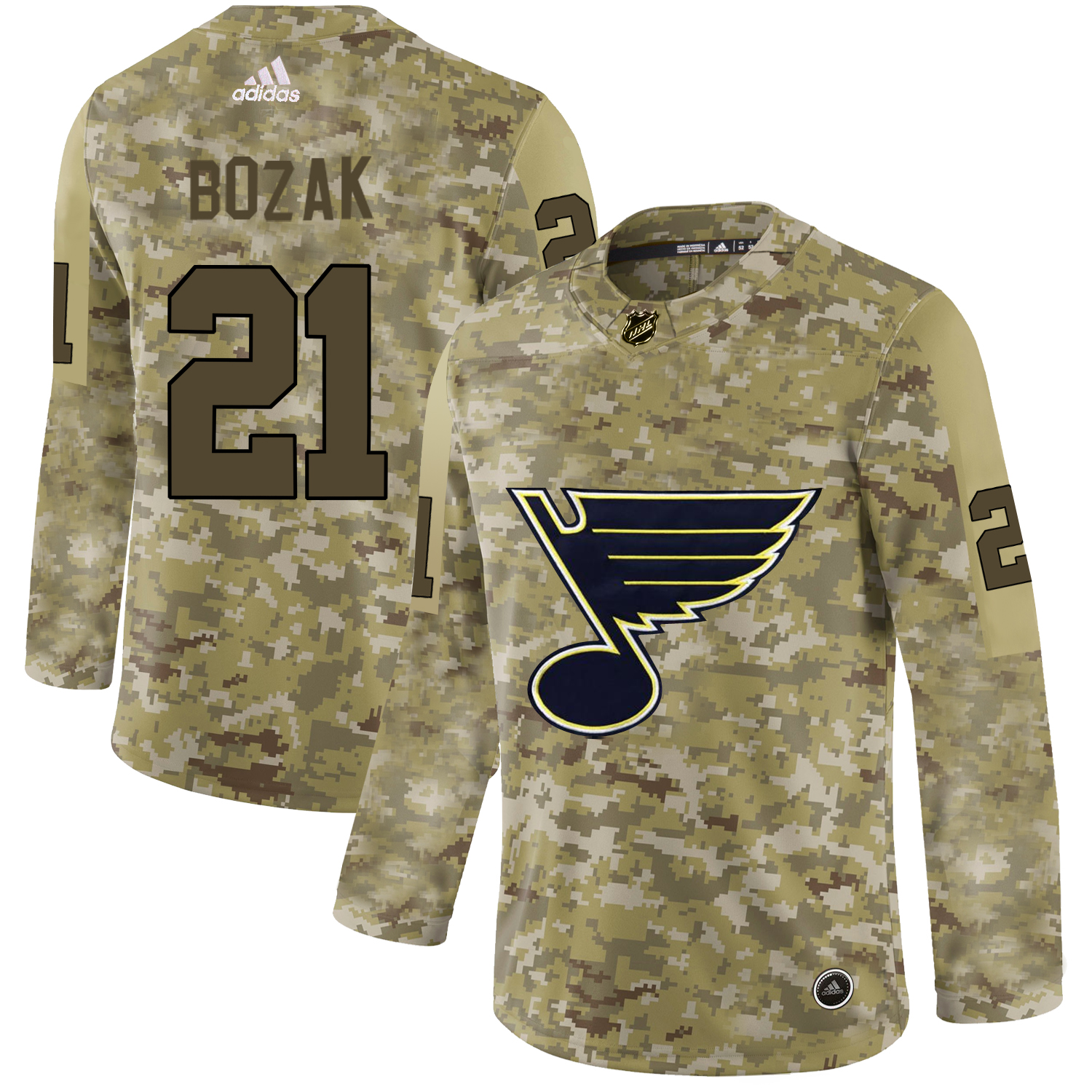 Adidas Blues #21 Tyler Bozak Camo Authentic Stitched NHL Jersey - Click Image to Close