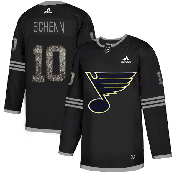 Adidas Blues #10 Brayden Schenn Black Authentic Classic Stitched NHL Jersey