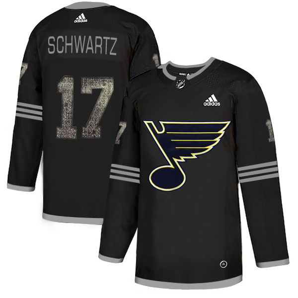 Adidas Blues #17 Jaden Schwartz Black Authentic Classic Stitched NHL Jersey