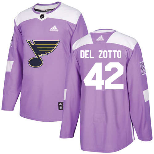 Adidas Blues #42 Michael Del Zotto Purple Authentic Fights Cancer Stitched NHL Jersey - Click Image to Close