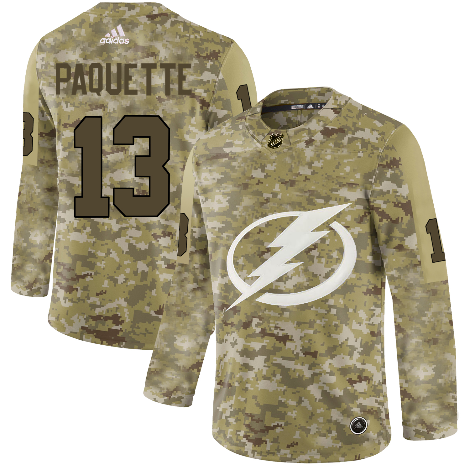 Adidas Lightning #13 Cedric Paquette Camo Authentic Stitched NHL Jersey - Click Image to Close