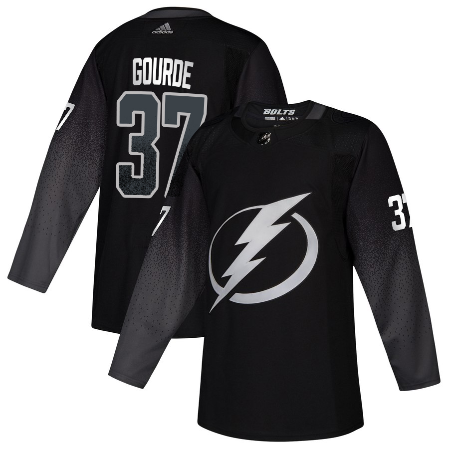 Tampa Bay Lightning #37 Yanni Gourde adidas Alternate Authentic Player Jersey Black