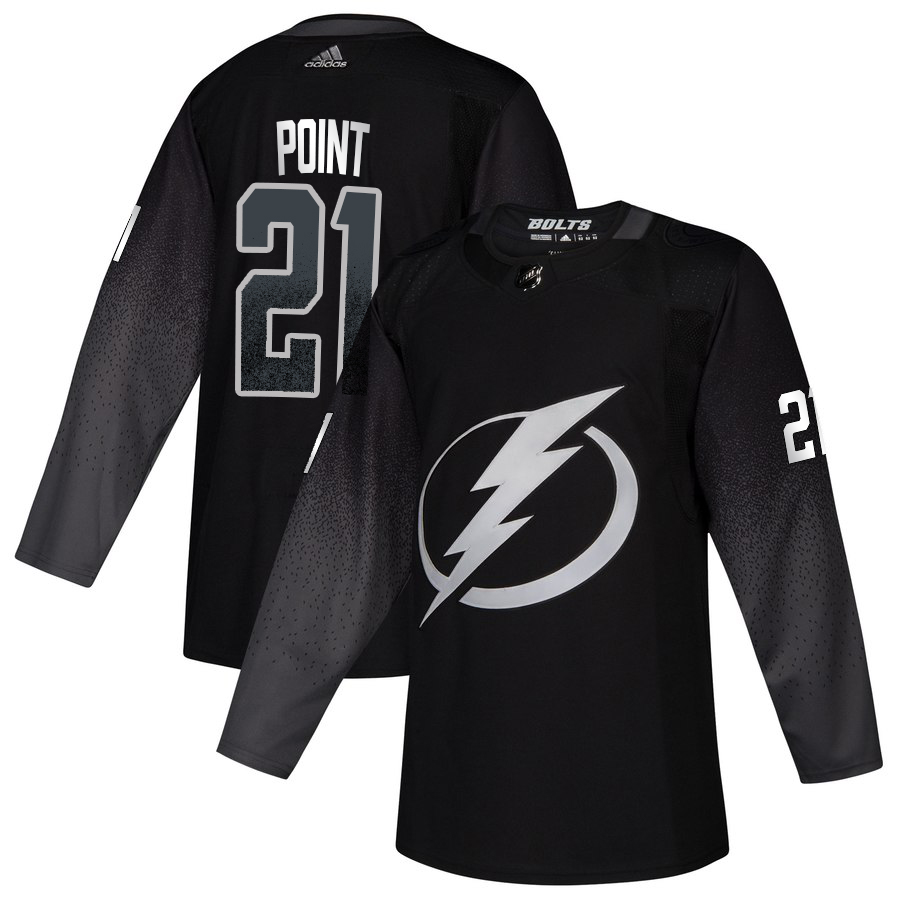 Tampa Bay Lightning #21 Brayden Point adidas Alternate Authentic Player Jersey Black