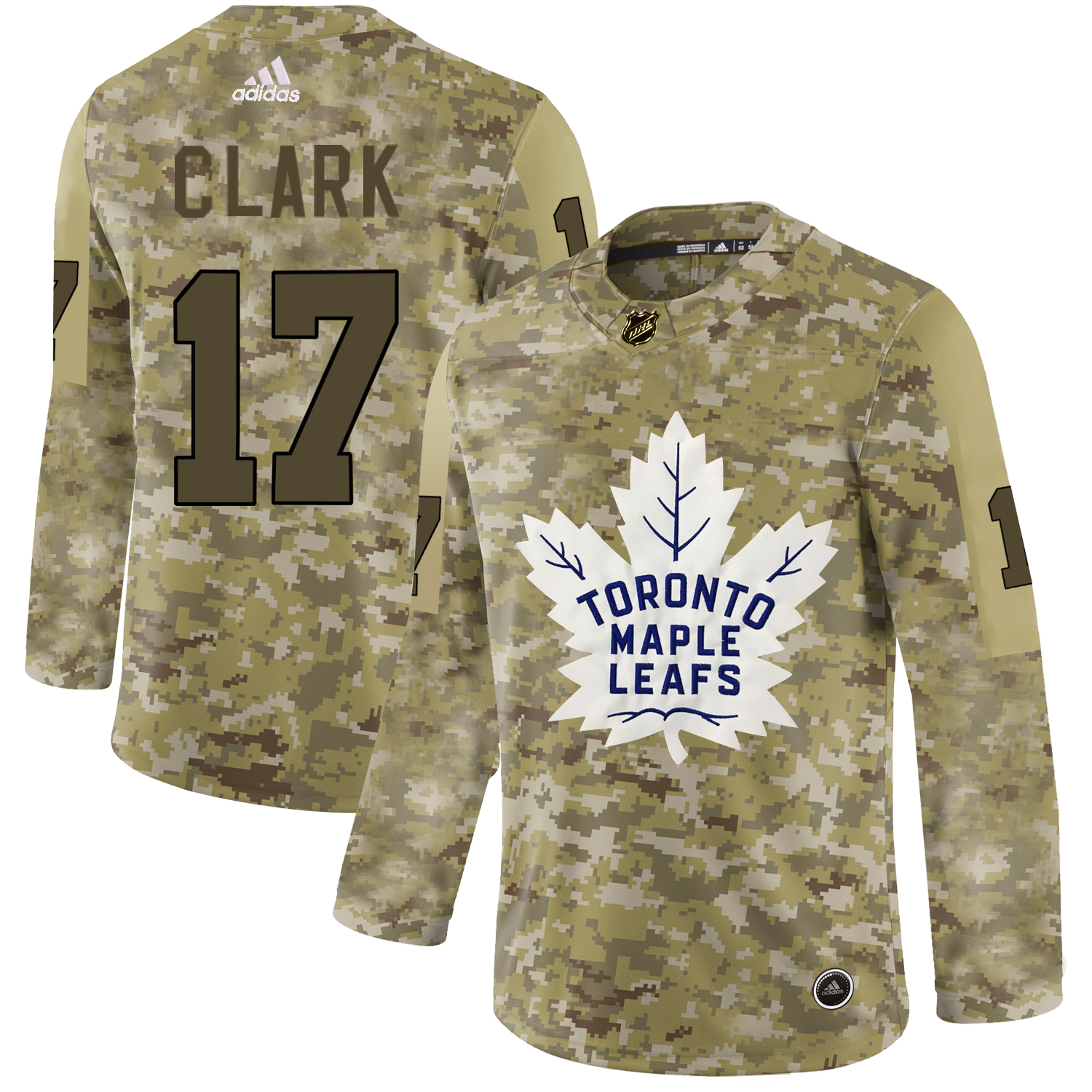 Adidas Maple Leafs #17 Wendel Clark Camo Authentic Stitched NHL Jersey