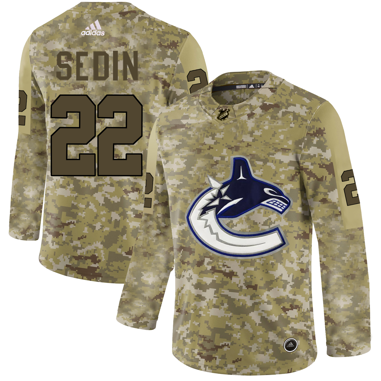 Adidas Canucks #22 Daniel Sedin Camo Authentic Stitched NHL Jersey