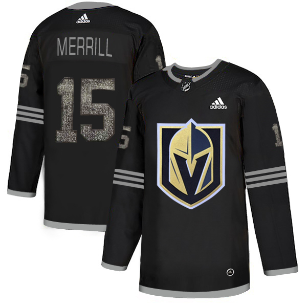 Adidas Golden Knights #15 Jon Merrill Black Authentic Classic Stitched NHL Jersey - Click Image to Close