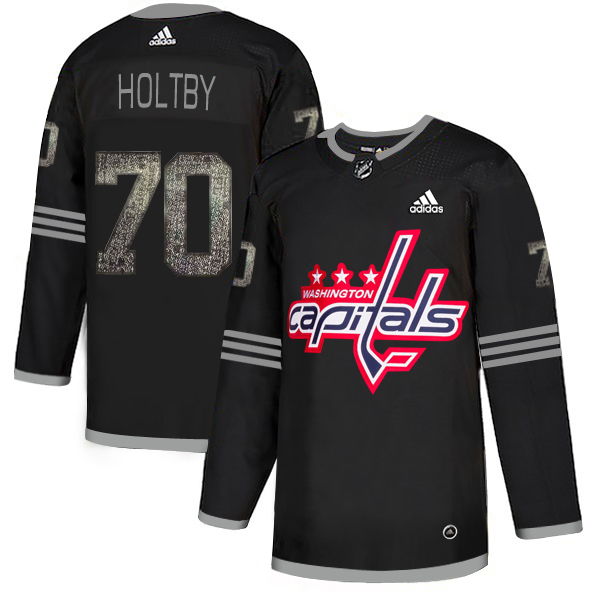 Adidas Capitals #70 Braden Holtby Black Authentic Classic Stitched NHL Jersey - Click Image to Close