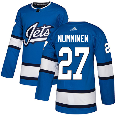 Adidas Jets #27 Teppo Numminen Blue Alternate Authentic Stitched NHL Jersey - Click Image to Close