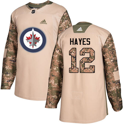 Adidas Jets #12 Kevin Hayes Camo Authentic 2017 Veterans Day Stitched NHL Jersey