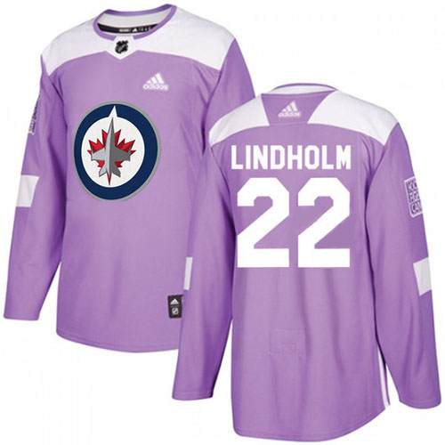 Adidas Jets #22 Par Lindholm Purple Authentic Fights Cancer Stitched NHL Jersey