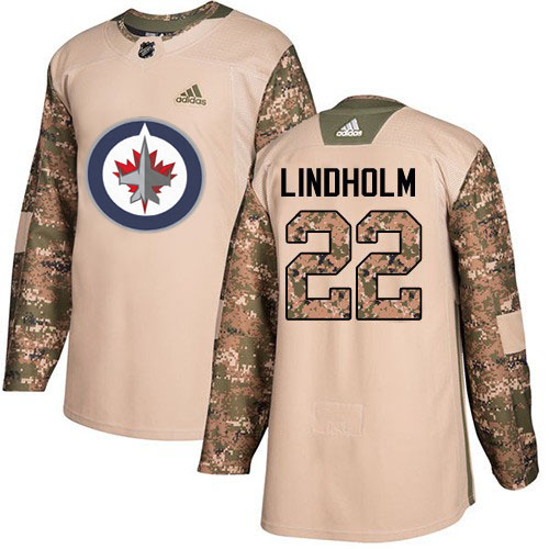 Adidas Jets #22 Par Lindholm Camo Authentic 2017 Veterans Day Stitched NHL Jersey