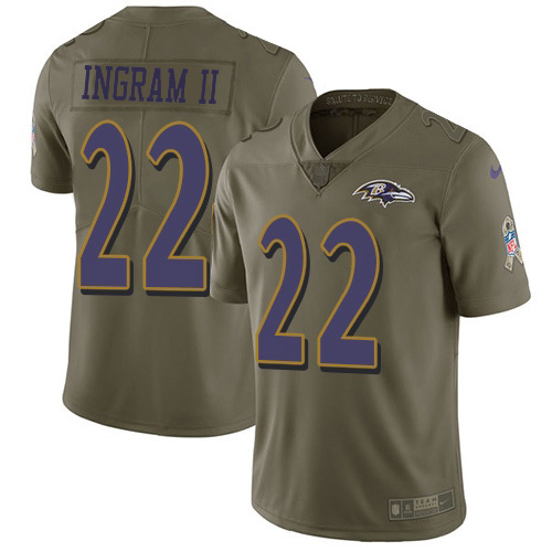 Nike Ravens #22 Mark Ingram Olive Men's Stitched NFL Limited 2017 Salute To Service Jersey