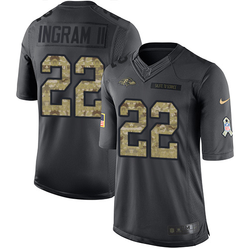 Nike Ravens #22 Mark Ingram Black Men's Stitched NFL Limited 2016 Salute to Service Jersey