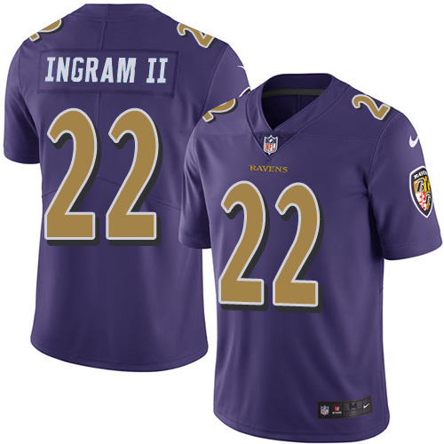 Nike Ravens #22 Mark Ingram Purple Men's Stitched NFL Limited Rush Jersey