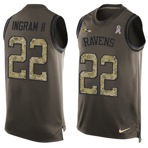 Nike Ravens #22 Mark Ingram Green Men's Stitched NFL Limited Salute To Service Tank Top Jersey