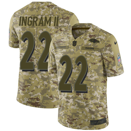 Nike Ravens #22 Mark Ingram Camo Men's Stitched NFL Limited 2018 Salute To Service Jersey