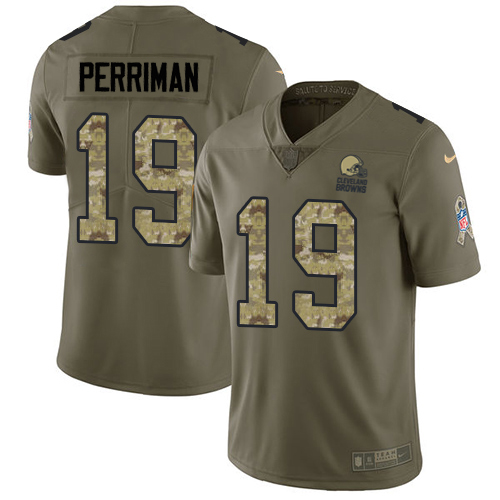 Nike Browns #19 Breshad Perriman Olive/Camo Men's Stitched NFL Limited 2017 Salute To Service Jersey - Click Image to Close