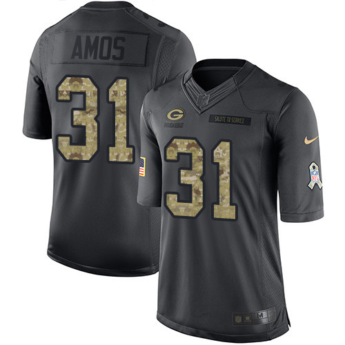 Nike Packers #31 Adrian Amos Black Men's Stitched NFL Limited 2016 Salute To Service Jersey - Click Image to Close