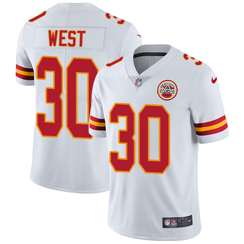 Nike Chiefs #30 Charcandrick West White Men's Stitched NFL Vapor Untouchable Limited Jersey - Click Image to Close