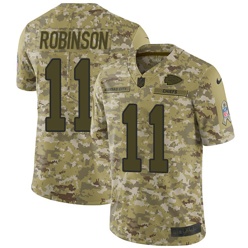 Nike Chiefs #11 Demarcus Robinson Camo Men's Stitched NFL Limited 2018 Salute To Service Jersey - Click Image to Close