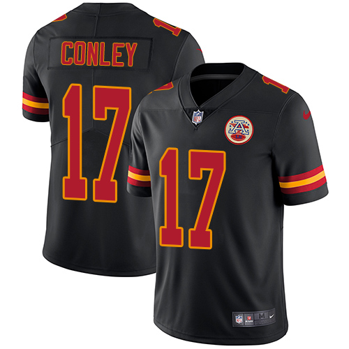 Nike Chiefs #17 Chris Conley Black Men's Stitched NFL Limited Rush Jersey - Click Image to Close