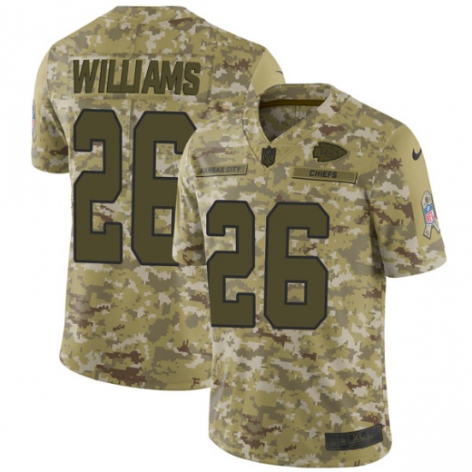 Nike Chiefs #26 Damien Williams Camo Men's Stitched NFL Limited 2018 Salute To Service Jersey - Click Image to Close